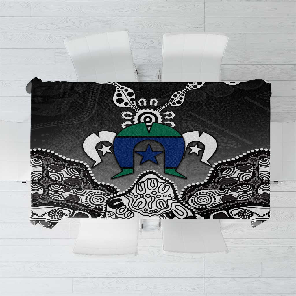 Torres Strait Islander Flag Tablecloth Dhari Indigenous Dotwork Pattern Art
