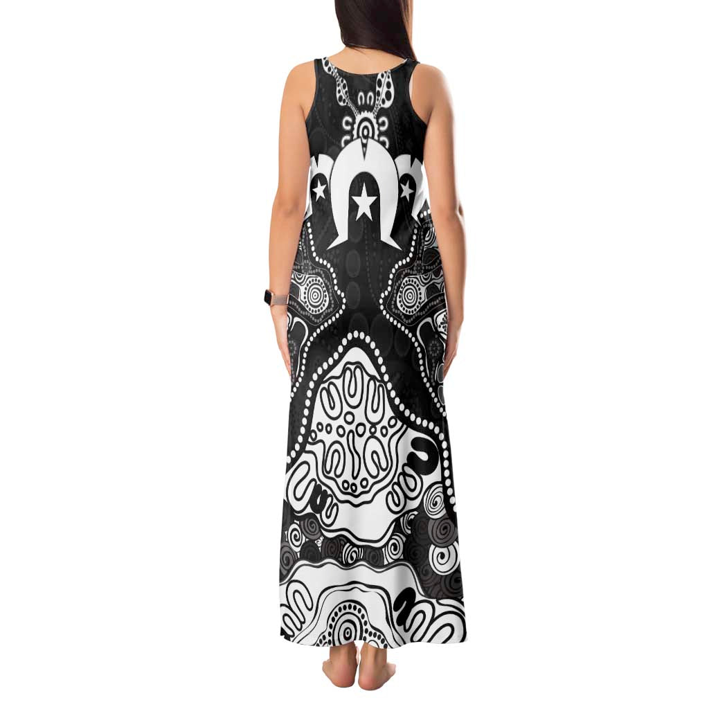 Torres Strait Islander Flag Tank Maxi Dress Dhari Indigenous Dotwork Pattern Art