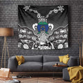 Torres Strait Islander Flag Tapestry Dhari Indigenous Dotwork Pattern Art