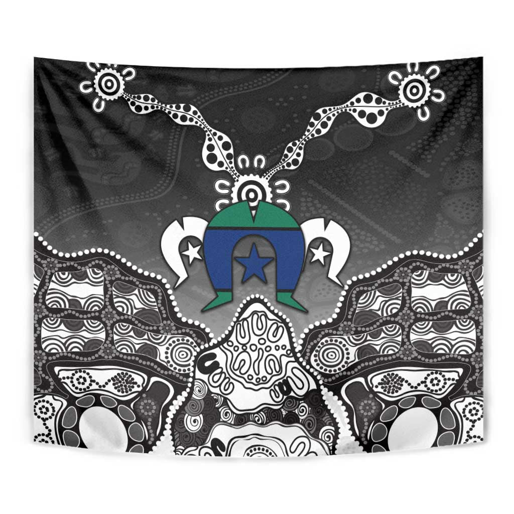 Torres Strait Islander Flag Tapestry Dhari Indigenous Dotwork Pattern Art