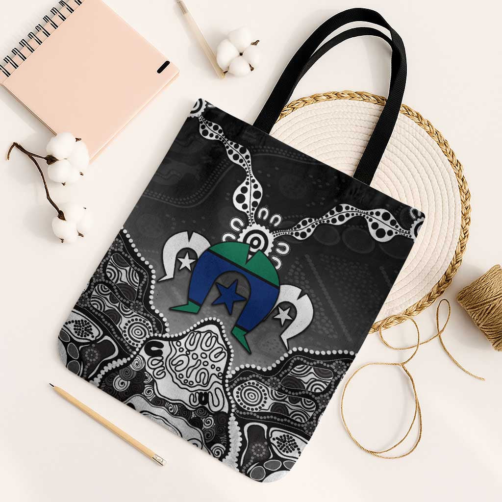Torres Strait Islander Flag Tote Bag Dhari Indigenous Dotwork Pattern Art