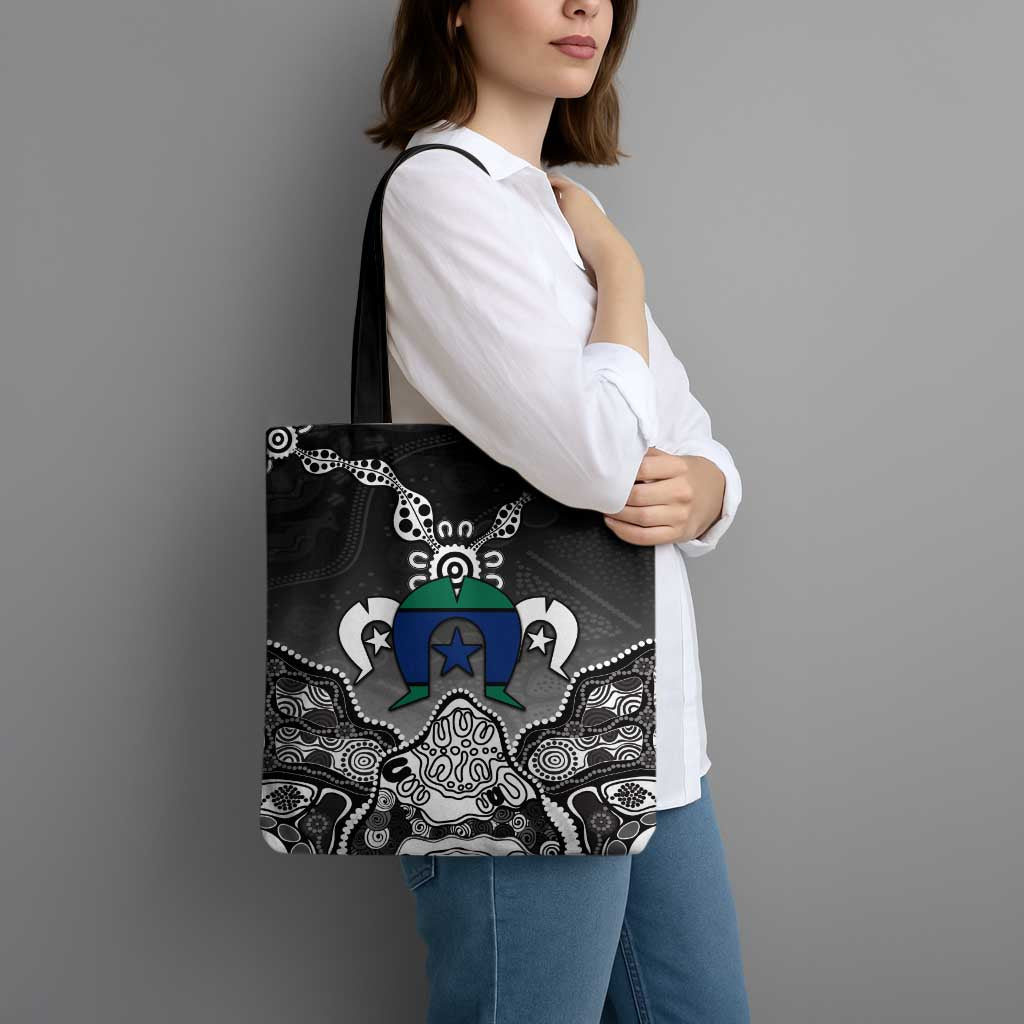 Torres Strait Islander Flag Tote Bag Dhari Indigenous Dotwork Pattern Art