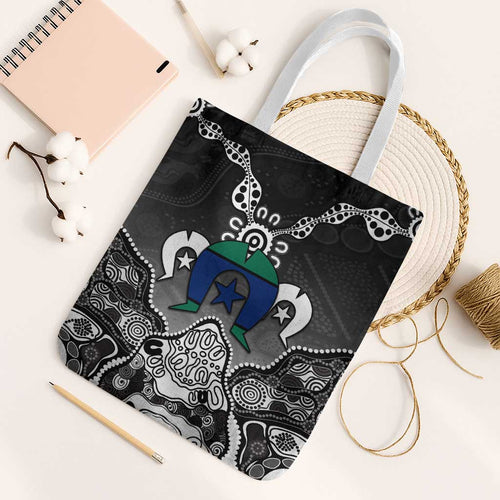 Torres Strait Islander Flag Tote Bag Dhari Indigenous Dotwork Pattern Art