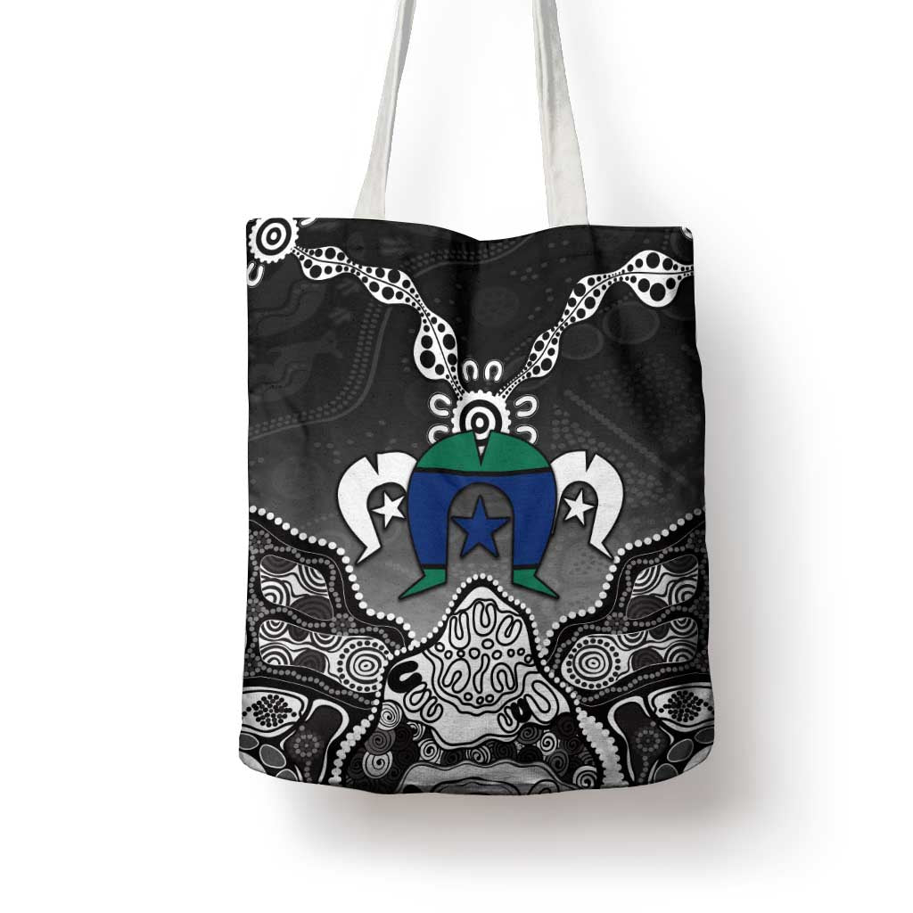 Torres Strait Islander Flag Tote Bag Dhari Indigenous Dotwork Pattern Art