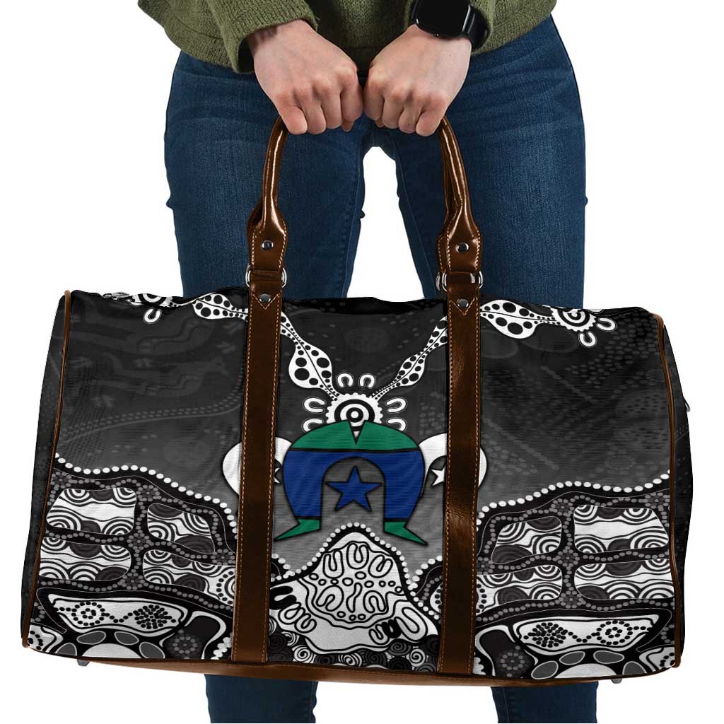 Torres Strait Islander Flag Travel Bag Dhari Indigenous Dotwork Pattern Art