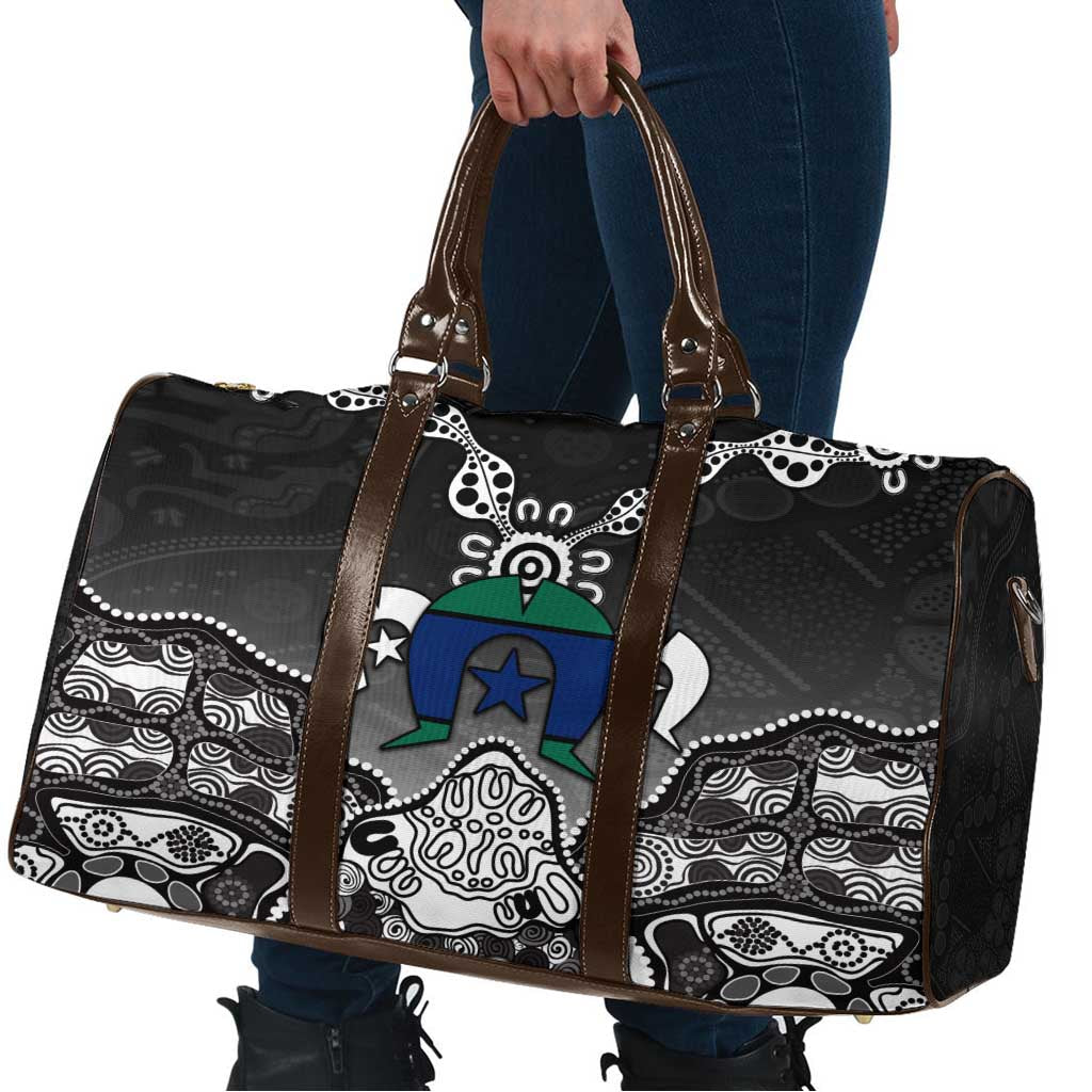 Torres Strait Islander Flag Travel Bag Dhari Indigenous Dotwork Pattern Art