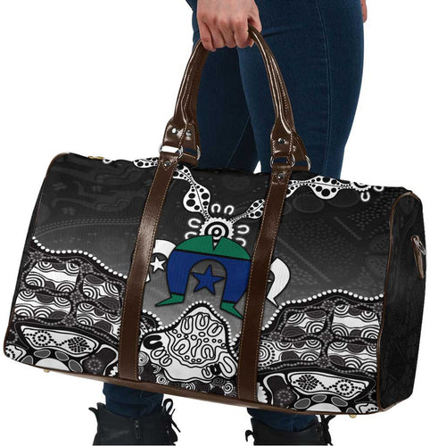 Torres Strait Islander Flag Travel Bag Dhari Indigenous Dotwork Pattern Art