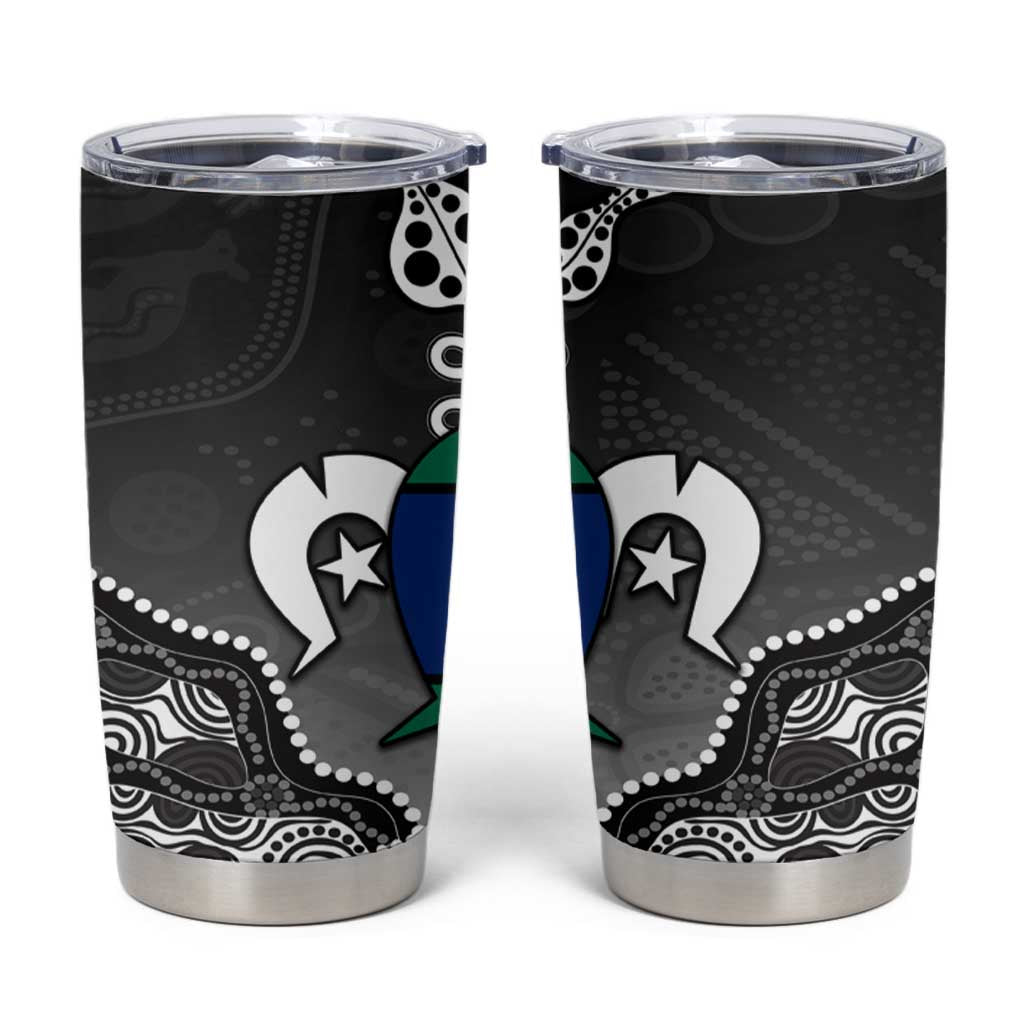 Torres Strait Islander Flag Tumbler Cup Dhari Indigenous Dotwork Pattern Art