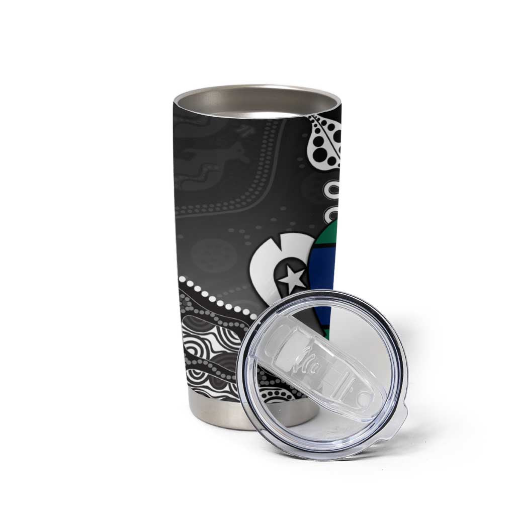 Torres Strait Islander Flag Tumbler Cup Dhari Indigenous Dotwork Pattern Art