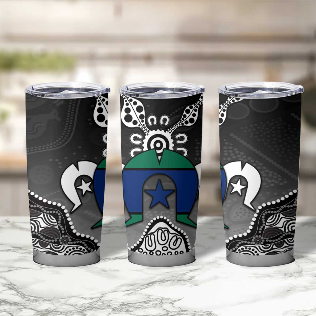 Torres Strait Islander Flag Tumbler Cup Dhari Indigenous Dotwork Pattern Art