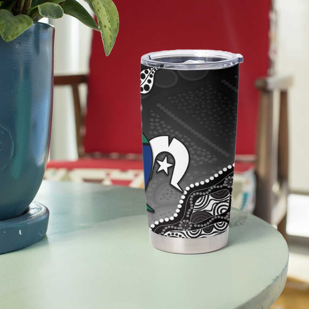Torres Strait Islander Flag Tumbler Cup Dhari Indigenous Dotwork Pattern Art