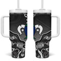 Torres Strait Islander Flag Tumbler With Handle Dhari Indigenous Dotwork Pattern Art