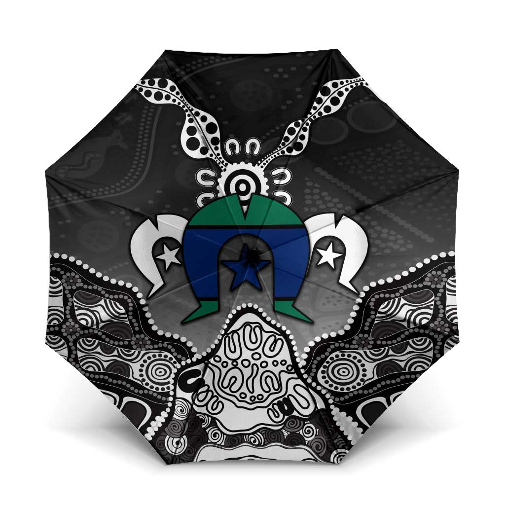 Torres Strait Islander Flag Umbrella Dhari Indigenous Dotwork Pattern Art