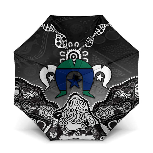 Torres Strait Islander Flag Umbrella Dhari Indigenous Dotwork Pattern Art