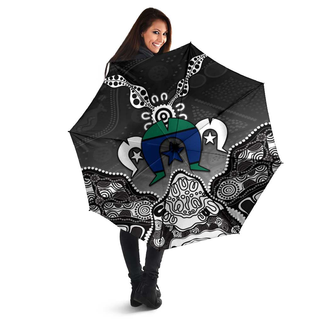 Torres Strait Islander Flag Umbrella Dhari Indigenous Dotwork Pattern Art