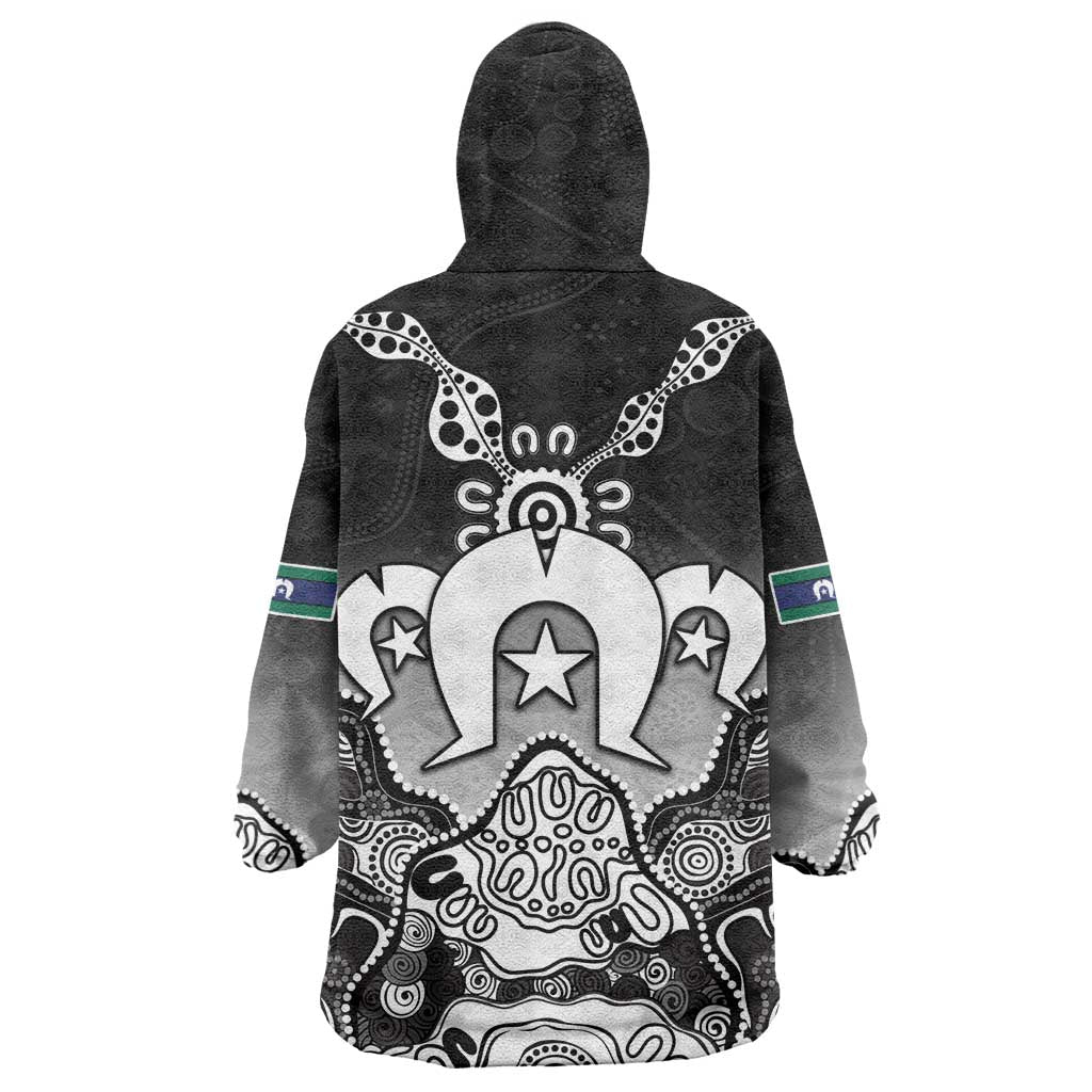 Torres Strait Islander Flag Wearable Blanket Hoodie Dhari Indigenous Dotwork Pattern Art