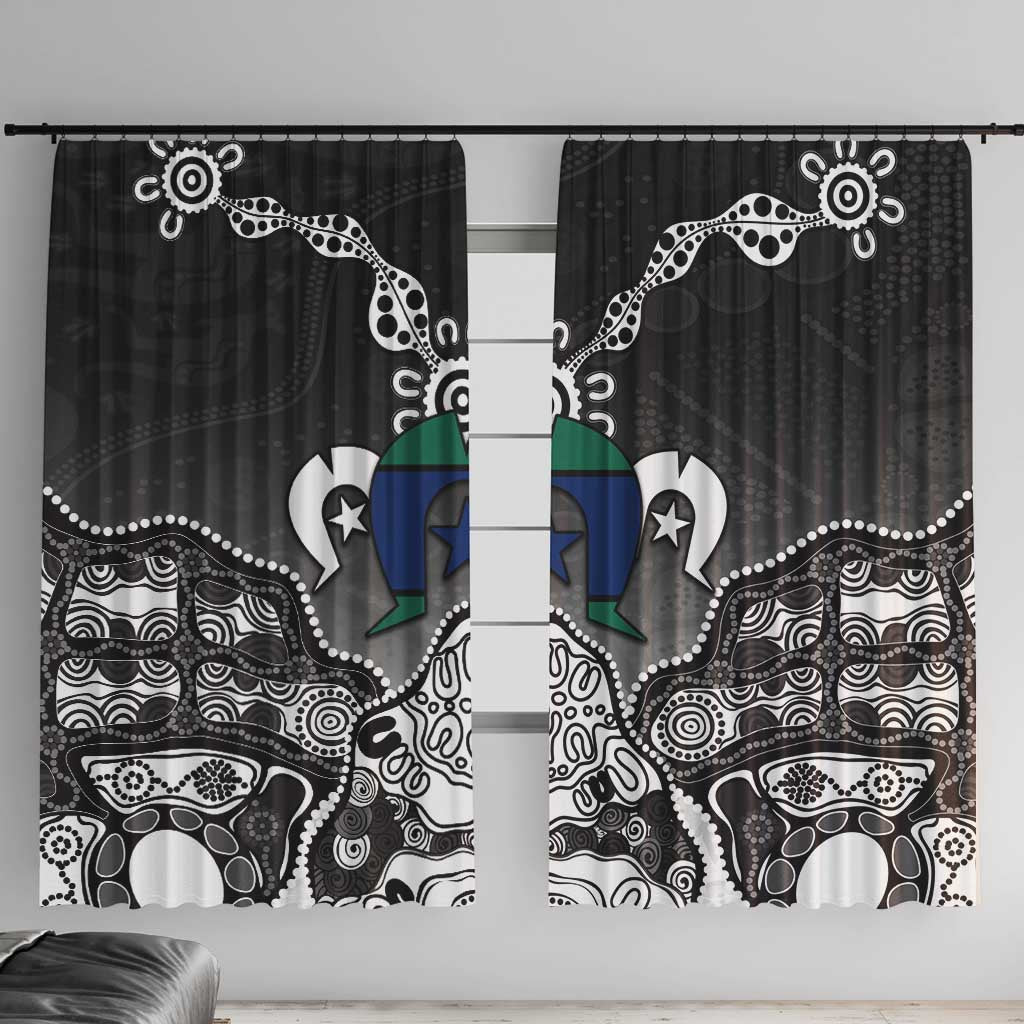 Torres Strait Islander Flag Window Curtain Dhari Indigenous Dotwork Pattern Art