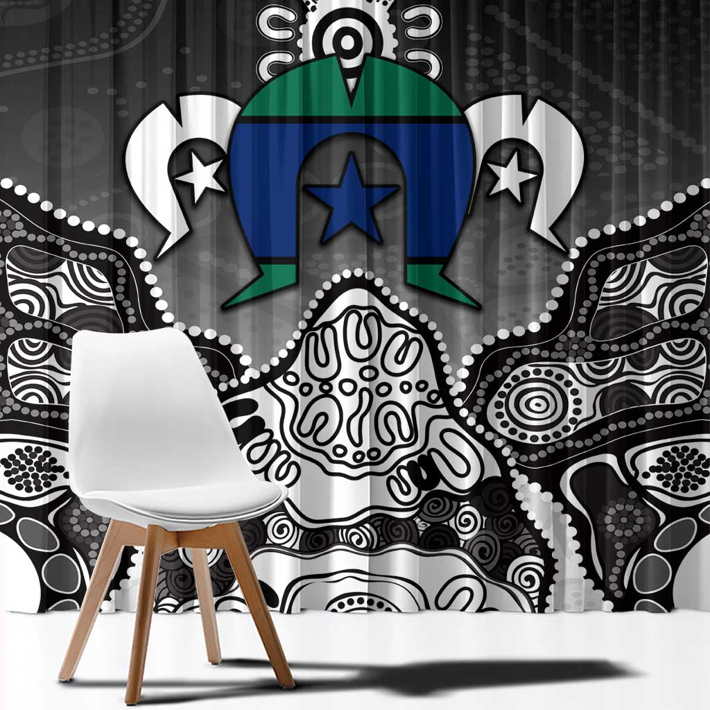Torres Strait Islander Flag Window Curtain Dhari Indigenous Dotwork Pattern Art