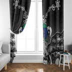 Torres Strait Islander Flag Window Curtain Dhari Indigenous Dotwork Pattern Art