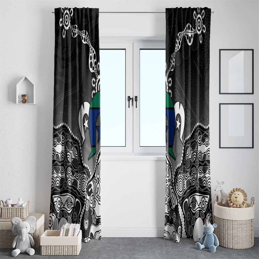 Torres Strait Islander Flag Window Curtain Dhari Indigenous Dotwork Pattern Art