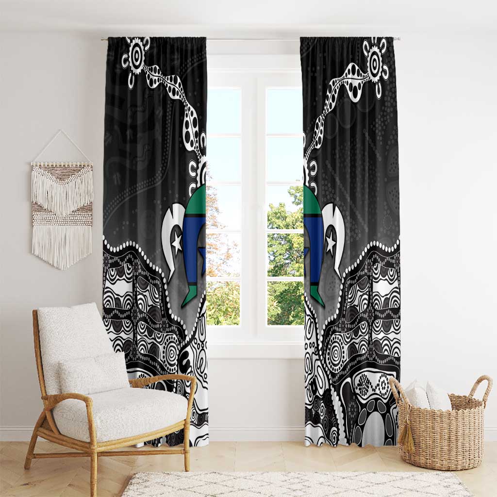 Torres Strait Islander Flag Window Curtain Dhari Indigenous Dotwork Pattern Art