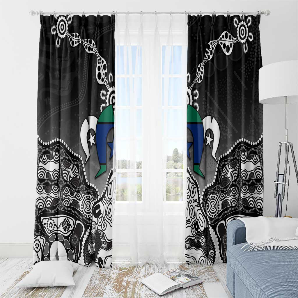 Torres Strait Islander Flag Window Curtain Dhari Indigenous Dotwork Pattern Art
