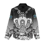 Torres Strait Islander Flag Women Casual Shirt Dhari Indigenous Dotwork Pattern Art