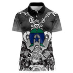 Torres Strait Islander Flag Women Polo Shirt Dhari Indigenous Dotwork Pattern Art