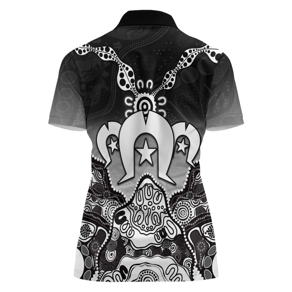 Torres Strait Islander Flag Women Polo Shirt Dhari Indigenous Dotwork Pattern Art