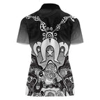 Torres Strait Islander Flag Women Polo Shirt Dhari Indigenous Dotwork Pattern Art