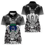 Torres Strait Islander Flag Women Polo Shirt Dhari Indigenous Dotwork Pattern Art