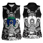 Torres Strait Islander Flag Women Sleeveless Polo Shirt Dhari Indigenous Dotwork Pattern Art