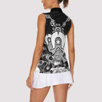 Torres Strait Islander Flag Women Sleeveless Polo Shirt Dhari Indigenous Dotwork Pattern Art