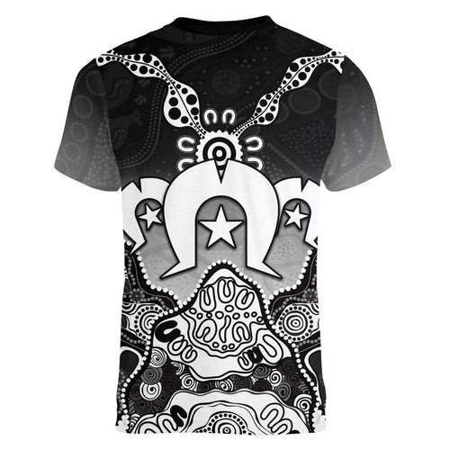 Torres Strait Islander Flag Women V-Neck T-Shirt Dhari Indigenous Dotwork Pattern Art
