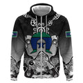 Torres Strait Islander Flag Zip Hoodie Dhari Indigenous Dotwork Pattern Art