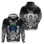 Torres Strait Islander Flag Zip Hoodie Dhari Indigenous Dotwork Pattern Art