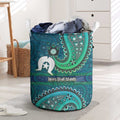 Torres Strait Islands Laundry Basket Dhari Emblem Vibrant Teal Indigenous