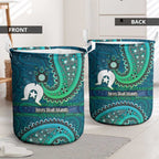 Torres Strait Islands Laundry Basket Dhari Emblem Vibrant Teal Indigenous