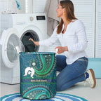 Torres Strait Islands Laundry Basket Dhari Emblem Vibrant Teal Indigenous