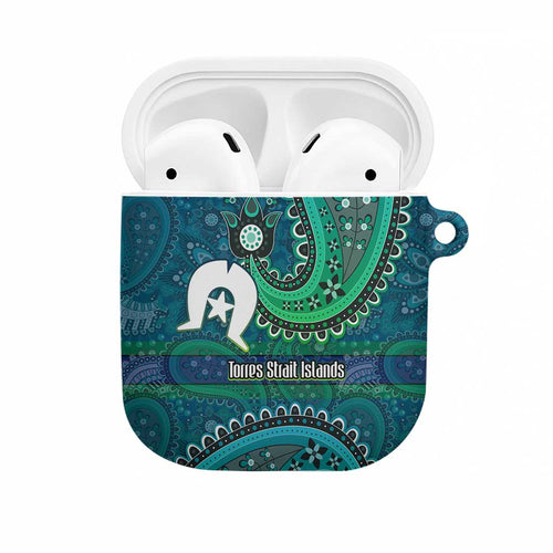 Torres Strait Islands AirPods Case Dhari Emblem Vibrant Teal Indigenous