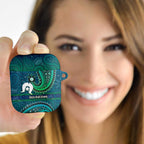 Torres Strait Islands AirPods Case Dhari Emblem Vibrant Teal Indigenous
