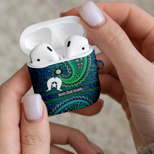 Torres Strait Islands AirPods Case Dhari Emblem Vibrant Teal Indigenous
