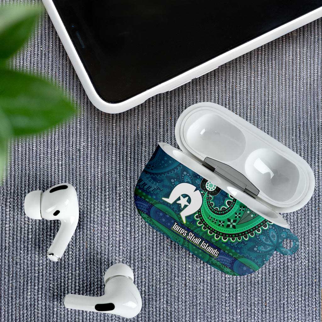 Torres Strait Islands AirPods Case Dhari Emblem Vibrant Teal Indigenous