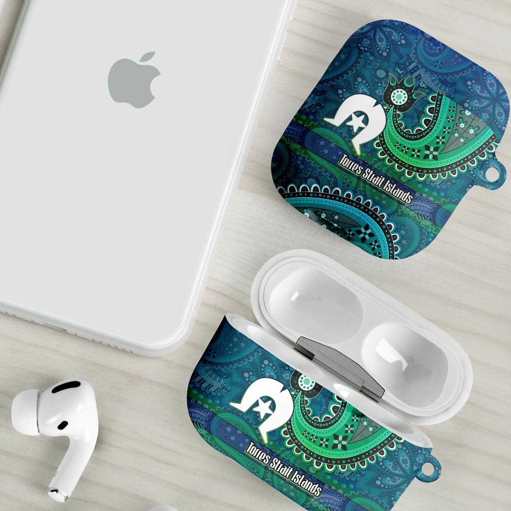 Torres Strait Islands AirPods Case Dhari Emblem Vibrant Teal Indigenous