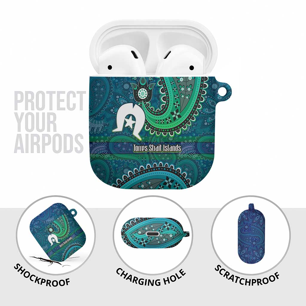Torres Strait Islands AirPods Case Dhari Emblem Vibrant Teal Indigenous