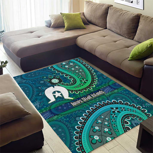 Torres Strait Islands Area Rug Dhari Emblem Vibrant Teal Indigenous