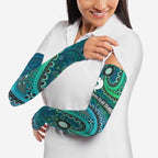 Torres Strait Islands Arm Sleeves Dhari Emblem Vibrant Teal Indigenous