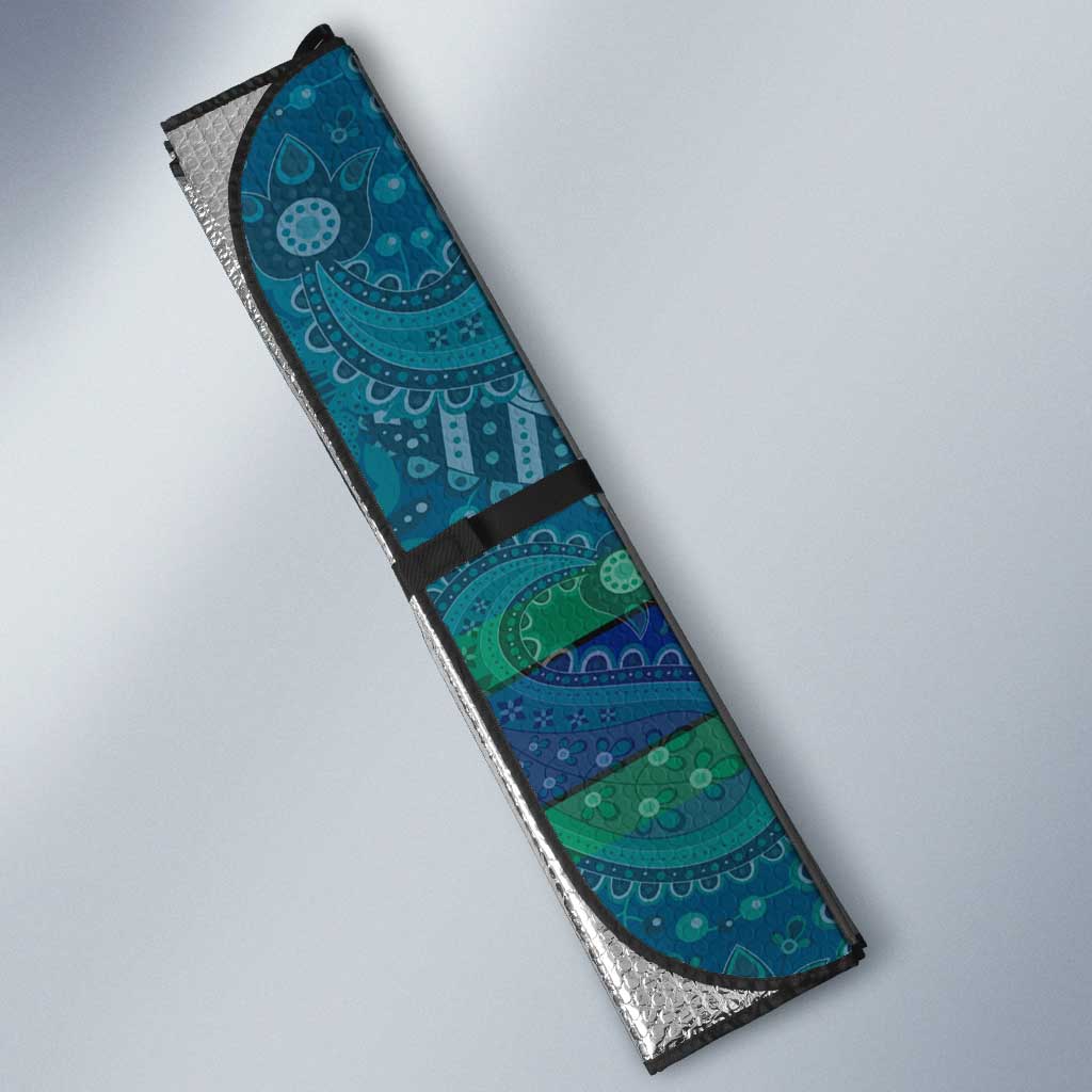 Torres Strait Islands Auto Sun Shade Dhari Emblem Vibrant Teal Indigenous