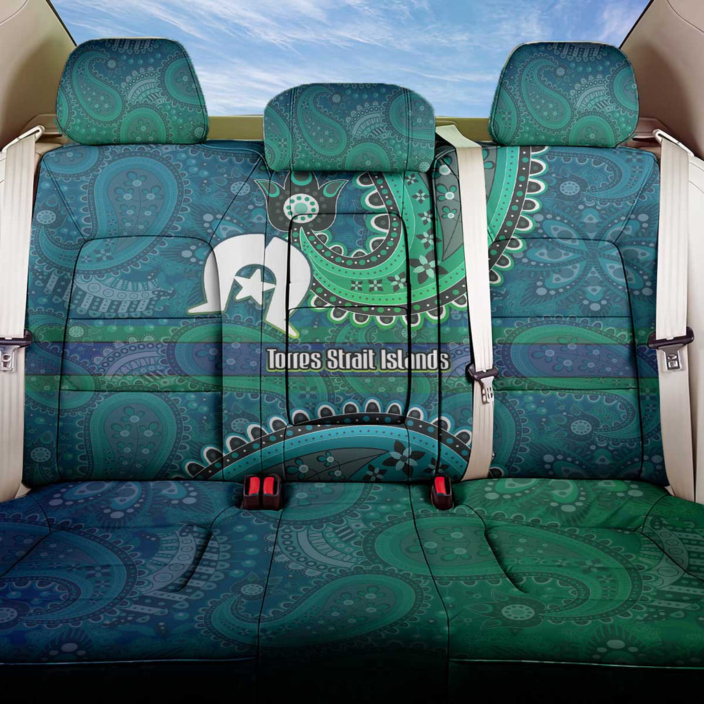 Torres Strait Islands Back Car Seat Cover Dhari Emblem Vibrant Teal Indigenous