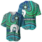 Torres Strait Islands Baseball Jersey Dhari Emblem Vibrant Teal Indigenous